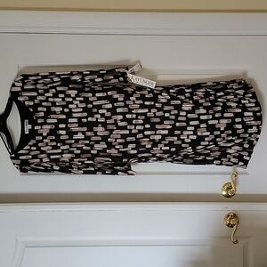 KAY UNGER 3/4 sleeves rushed soft midi dress